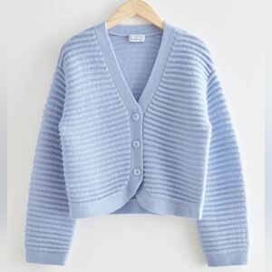 100 Wool & OTHER STORIES Cropped Wool Knit Cardigan S Small Soft Fashion